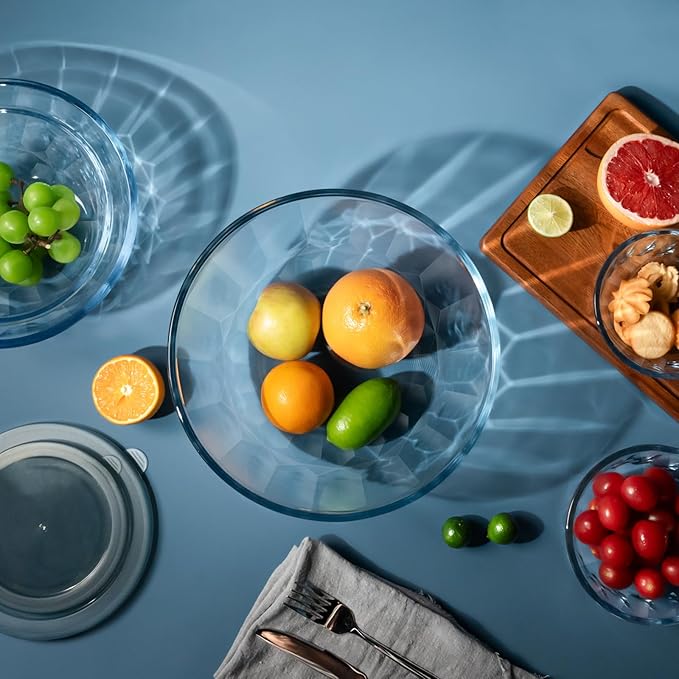 Freshmage Mixing Bowls with Airtight Lids Sets, 5 Packs Thick Glass Nesting Bowls for Kitchen Baking, Meal Prepping, Bpa Free, Dishwasher Safe, 0.5/0.8/1.6/2.7/4.4 Qt - Image 5