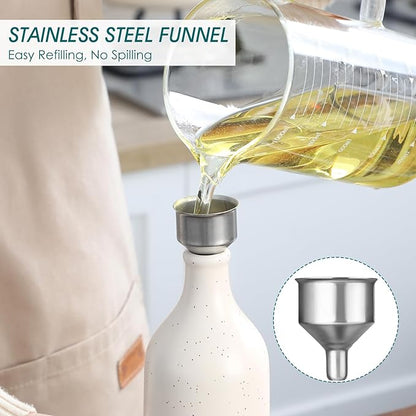 vancasso 20 Oz Ceramic Olive Oil Dispenser Bottle, Bottle Dispenser with Spout and Funnel for Kitchen,Suitable for Oil, Vinegar, Coffee Syrups & Other Liquids，Cream - Image 4