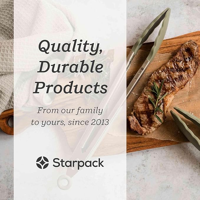 Starpack 'Get a Grip' Silicone Kitchen Tongs for Cooking 9 Inch - BBQ Silicone Tongs for Grill Heat Resistant to 600°F - Stainless Steel Utensils with Non Stick Rubber Tips for Serving Food - Image 5