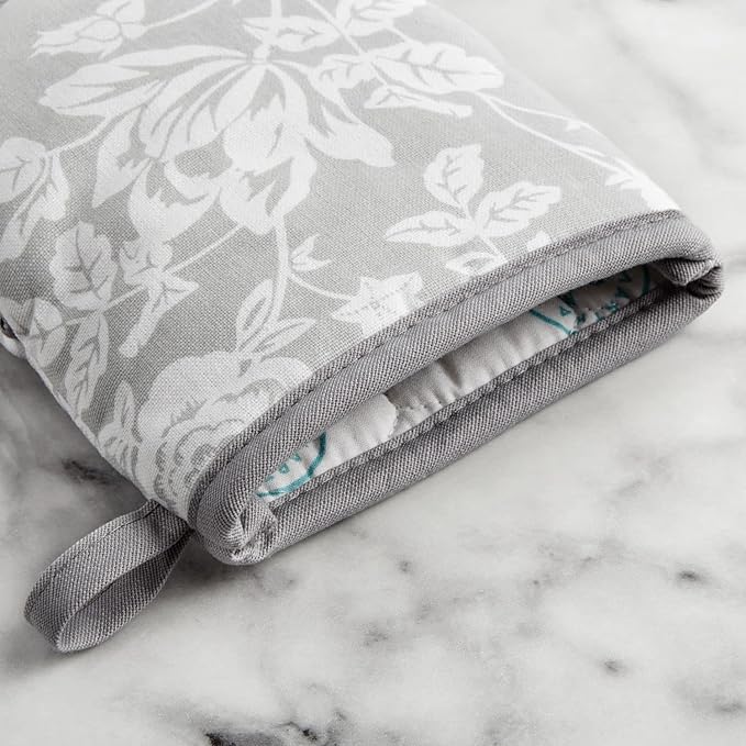 Martha Stewart Floral Vine Mini Oven Mitt 2-Pack Set, Grey, 5.5"X8" - Image 4