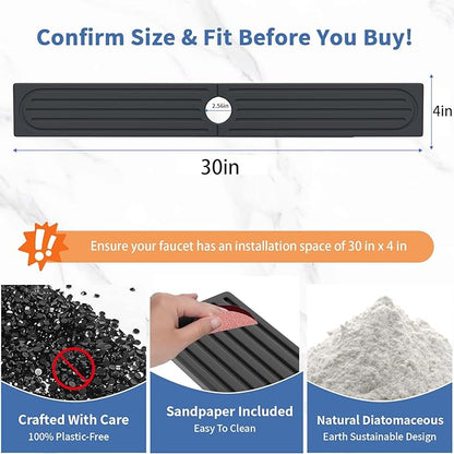 Stone Faucet Mat for Kitchen Sink, Water Absorbing Sink Water Splash Guard, Fast-Drying Kitchen Sink Faucet Mat, Durable Protector and Stone Drying Mat for Kitchen Counter & Bathroom Sink