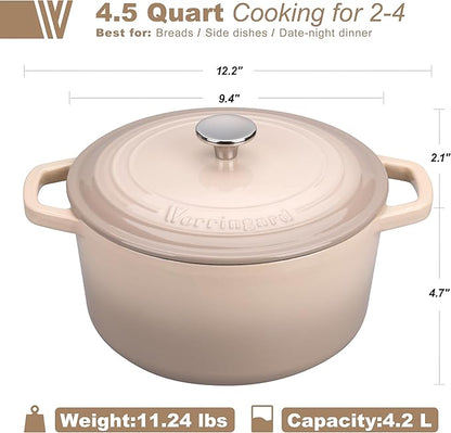 VORRINGARD Enameled Cast Iron Dutch Oven Pot with Lid, for Bread Baking, Round Bread Oven- include Sourdough Bread Baking Supplies Set, 4.5QT, Latte - Image 2