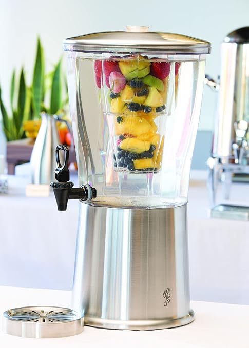 Service Ideas CBDRT3SS Beverage Dispenser, Round, 3 Gallon with Plastic Container and Optional Infuser Tube, Stainless Steel Base and Lid, NSF certified - Image 9