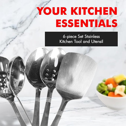 Chef Craft Select Kitchen Tool and Utensil Set, 6 Piece Set, Stainless Steel - Image 2