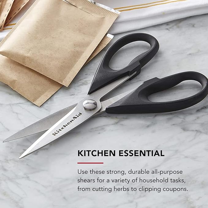 KitchenAid All Purpose Kitchen Shears with Protective Sheath Durable Stainless Steel Scissors, Dishwasher Safe, Soft Grip Comfort Handle, 8.72 Inch, Black, Pack of 12 - Image 4