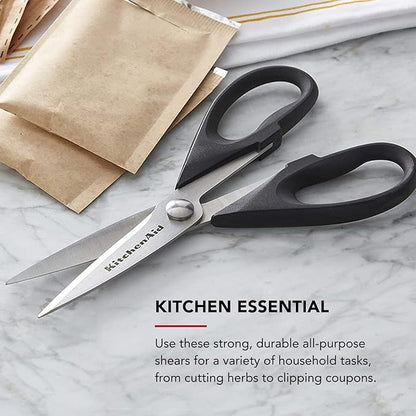KitchenAid All Purpose Kitchen Shears with Protective Sheath Durable Stainless Steel Scissors, Dishwasher Safe, Soft Grip Comfort Handle, 8.72 Inch, Black, Pack of 12 - Image 4