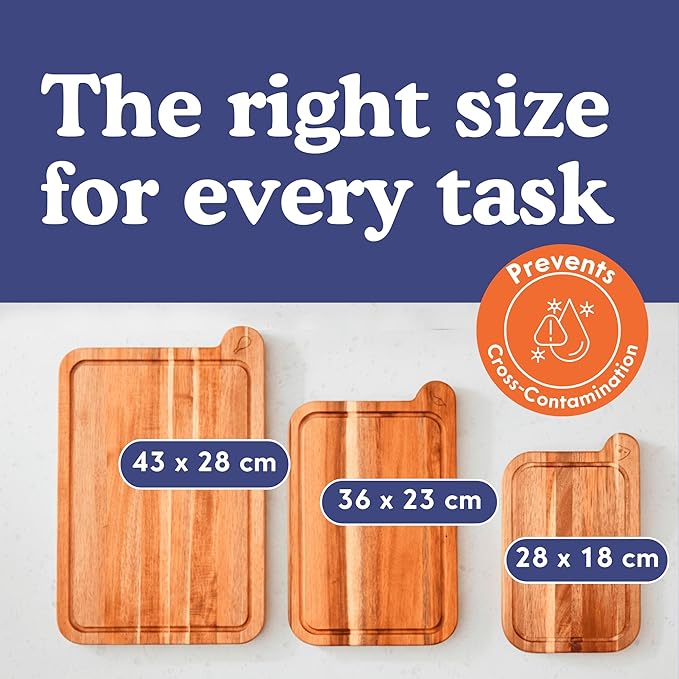 Non Toxic Cutting Boards - Cutting Board Set Free of Mineral Oil, Made of FSC Acacia Wood - Cutting Boards for Kitchen - Includes 3 Chopping Boards. By Ziruma - Image 6