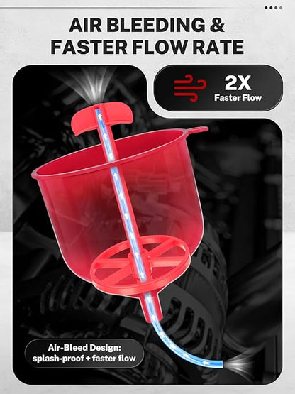 BILITOOLS No-Spill Coolant Funnel Kit - 12PCS Specialized Radiator Flush & Burping Funnel Kit with 5 Adapters, Compatible with GM & Ford, Leak-Proof & Air Bleeding Radiator Fill Funnel, Thickened Set