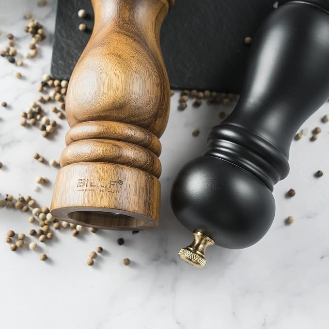 BILL.F Salt and Pepper Grinder Wooden Black Pepper Mill Grinder Salt Pepper Shakers Set of 2 with Adjustable Ceramic Rotor- 7 Inch - Image 7