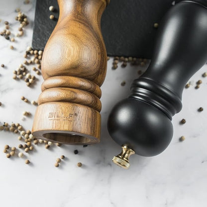 BILL.F Salt and Pepper Grinder Wooden Black Pepper Mill Grinder Salt Pepper Shakers Set of 2 with Adjustable Ceramic Rotor- 7 Inch - Image 7