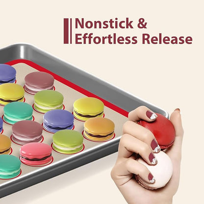 Macaron Silicone Baking Mats, 3 PCS Non Stick Macaroon Mat Silicone for Macarons, Cookie, Pastry, Red - Image 3