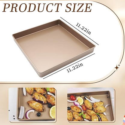 11 Inch Square Cake Pan, 2 Inch Deep Baking Pan Nonstick Cookie Sheet Brownie Cake Pa Toaster Oven Pans Bakeware, Easy Clean & Food Safe - Send Goods From Local Warehouse