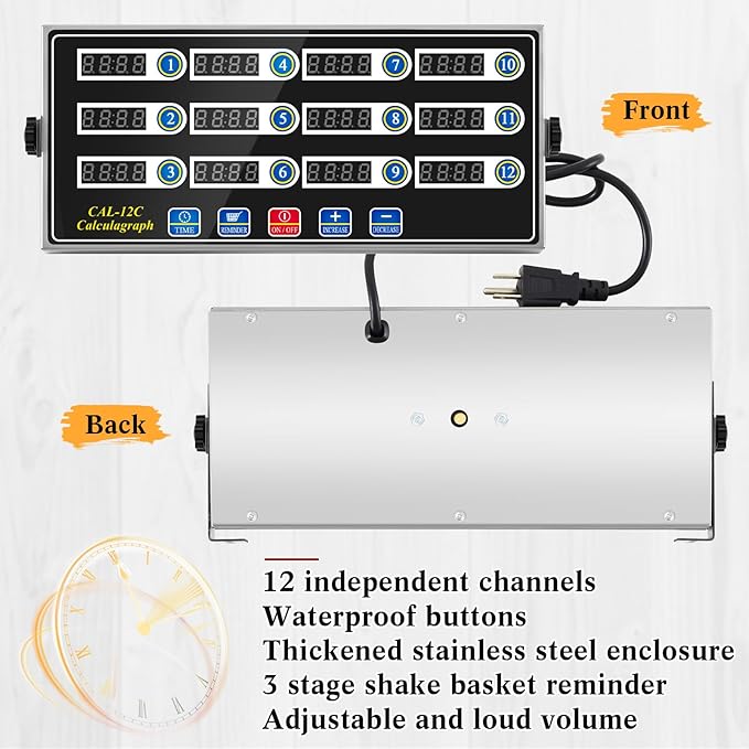 Relaxweex 2 Pack Commercial 12 Channel Digital Kitchen Timer, Multi-Countdown Timer with Loud Alarm & Large LCD Display, Wall Mount or Countertop for Restaurant, Fry Station, Baking & Lab Use - Image 5