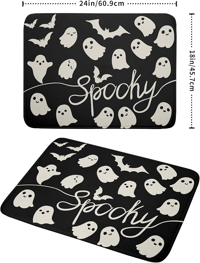 Halloween Dish Drying Mat for Kitchen Counter 18x24 Cute Ghost Black Spooky Holiday Scary Theme Absorbent Reversible Microfiber Drying Mats Kitchen Countertop Protector Dishes Drainer Pad - Image 2