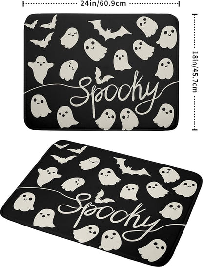 Halloween Dish Drying Mat for Kitchen Counter 18x24 Cute Ghost Black Spooky Holiday Scary Theme Absorbent Reversible Microfiber Drying Mats Kitchen Countertop Protector Dishes Drainer Pad - Image 2