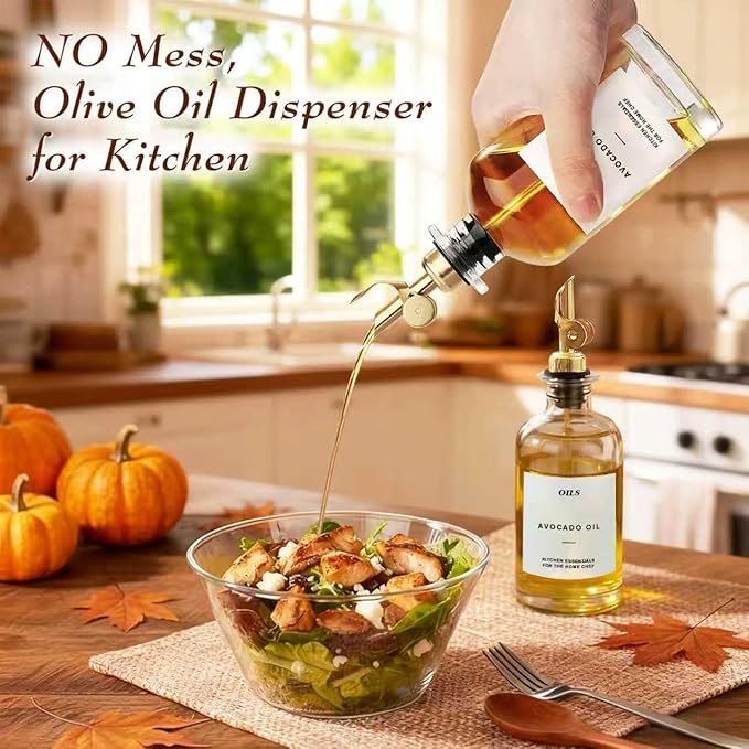 350 ML Premium Olive Oil Dispenser Bottles for Kitchen with Pourer, Elegant Olive Oil Bottle, Sprayer for Cooking, Vinegar Dispenser Bottle Set of 2,Home Oil Container As Gift (M) - Image 2
