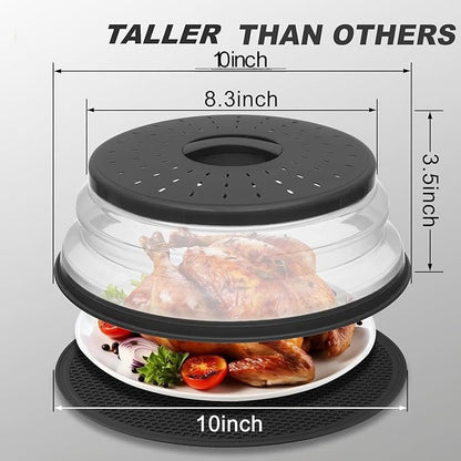 4 in 1,WENWELL 2 Microwave Splatter Cover & 2 Mat,Cooking Splash Guard with Handle,Kitchen dish bowl Plate Proof Food lid & Silicone Round mat,Home Apartment Essential - Image 2