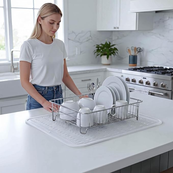 MicoYang Silicone Dish Drying Mat for Multiple Usage,Easy clean,Eco-friendly,Heat-resistant Silicone Mat for Kitchen Counter or Sink,Refrigerator or Drawer Liner Translucent 2XL 24 inches x 18 inches - Image 6