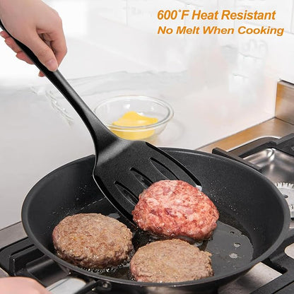 Silicone Cooking Utensils Set, Heat Resistant and large Non Stick Spatulas & Spoons for Kitchen, Ideal BPA Free Kitchen Turners for Frying, Mixing,Serving,Draining,Turning - Image 7