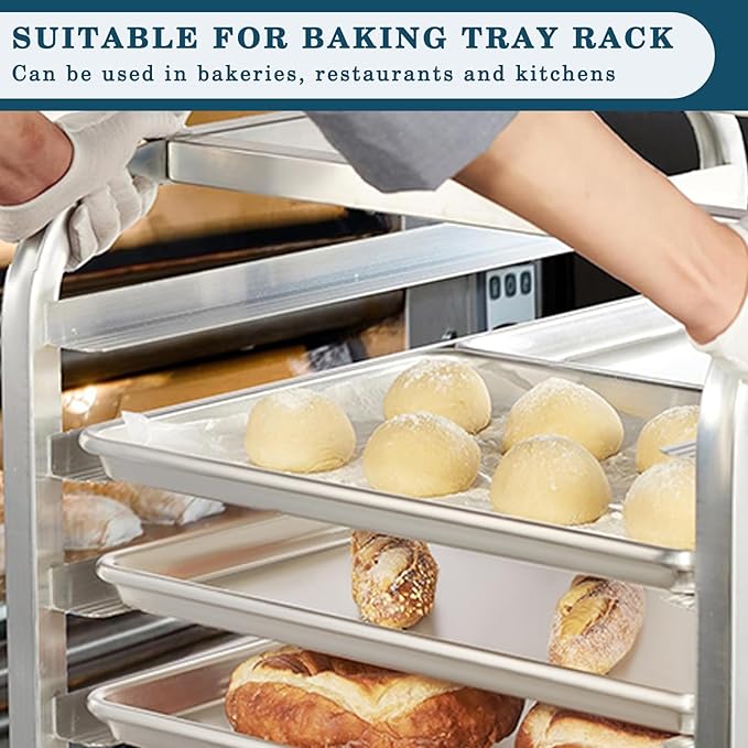 Full Size Commercial Quality Baking Sheet Pan, Bastwe Aluminum Cookie Tray Pan for Oven, Freezer, Bakery, Hotel Restaurant, Thick Steel Rim Prevents Warping (6 Pack, 26 x 18 Inch) - Image 8