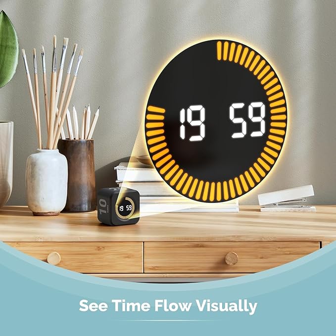 2 Pack - KADAMS Pomodoro Cube Timer Productivity Visual Timer - 5/10/25/50 Min Rotating Countdown (2, Black)