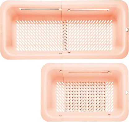 LASSHSWA Collapsible Colander for Kitchen, Over the Sink Strainer Basket for Kitchen, Fruit Pasta Food Strainer Expandable Plastic Colander BPA Free (Orange Pink) by LASSHSWA