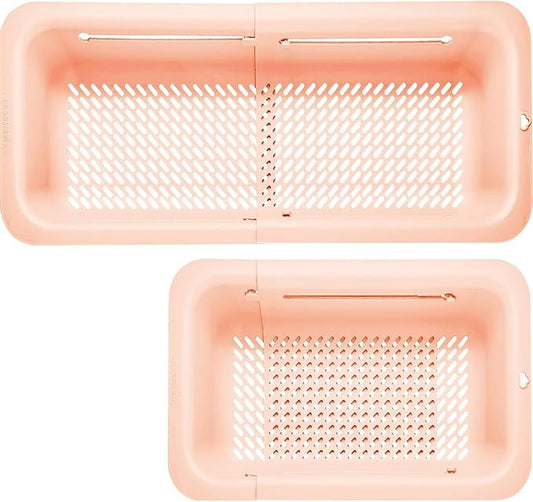 LASSHSWA Collapsible Colander for Kitchen, Over the Sink Strainer Basket for Kitchen, Fruit Pasta Food Strainer Expandable Plastic Colander BPA Free (Orange Pink) by LASSHSWA