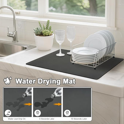 Dish Drying Mats for Kitchen Counter, Waterproof Coffee Mat for Countertop, Under Sink Mats, Coffee Bar Mat Accessories