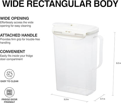 LocknLock Aqua Fridge Door Water Jug | Clear Pitcher | BPA Free Plastic Pitcher with Lid | 2 Quart Pitcher with Lid for Water, Juice, Tea & More Beverages, Ivory - Image 3