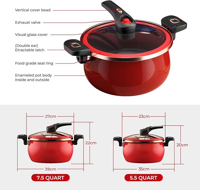 Nonstick Ceramic Coated Sauce Pan with Lid Green Crock Pot with Twist & Lock Handles, Micro Pressure Cooker Versatile Cookware for Stovetops, PFOA-Free Toxin-Free, Easy to Clean (GREEN, 5.5Quart)