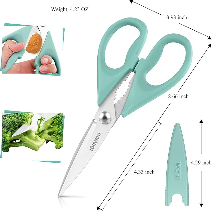 iBayam All Purpose Kitchen Shears Heavy Duty - Stainless Steel Kitchen Shears With Protective Sheath, Soft Grip Handle, Food & Meat Scissors, Home, Kitchen, Dining Utility Gadgets/Essentials/Utensils - Image 3