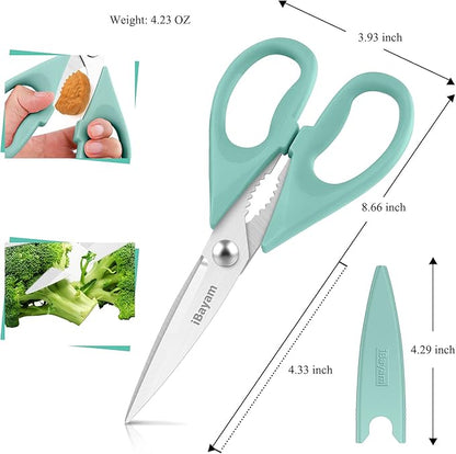 iBayam All Purpose Kitchen Shears Heavy Duty - Stainless Steel Kitchen Shears With Protective Sheath, Soft Grip Handle, Food & Meat Scissors, Home, Kitchen, Dining Utility Gadgets/Essentials/Utensils - Image 3