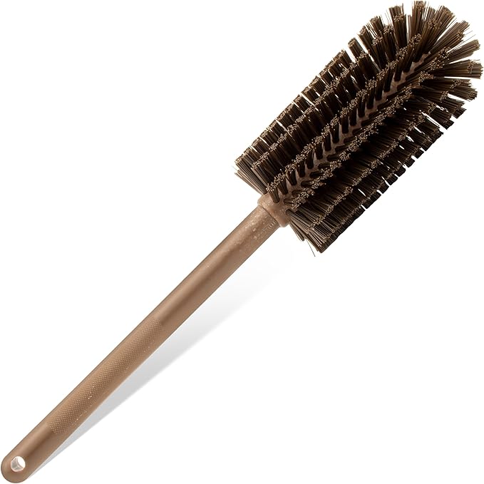 SPARTA Large Water Bottle Brush Ideal for Wide-Mouth Jars, Bottles and Tumblers, Dishwashing Tool with Handle for Home and Commercial Kitchens, Plastic, 16 Inches, Brown (Pack of 4)