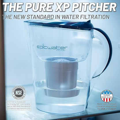 Epic Water Filters Pure Filter Pitchers for Drinking Water, 10 Cup 150 Gallon Filter, Tritan BPA Free, Reduces Fluoride, Chlorine, Lead, Forever Chemicals (Navy Blue XP) - Image 2