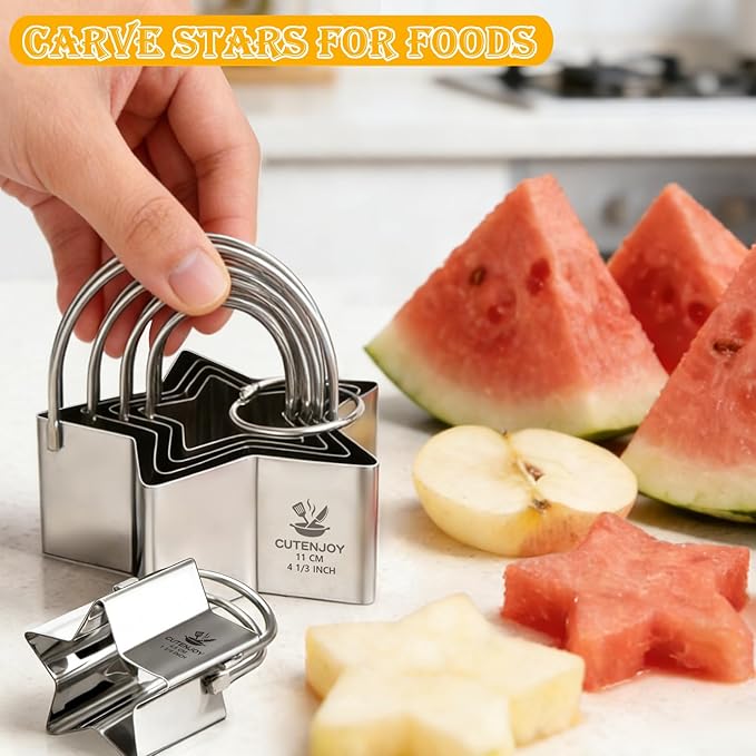 Star Cookie Cutters (5 Pieces/Set),Biscuit Cutter Set with Handle and Big Ring, Professional Baking Dough Cutter Tools for Cakes, Sandwiches, Donuts, Dumplings - Image 6