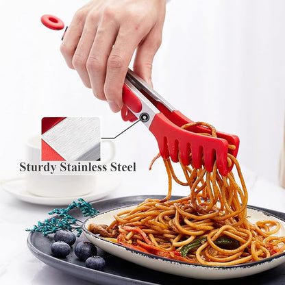 Kitchen Tongs, 9 Inch Tongs for Cooking with Silicone Tips, Food Grade Mini Serving Tong for Nonstick Pans, BBQ, Salad, Set of 3, Red - Image 6