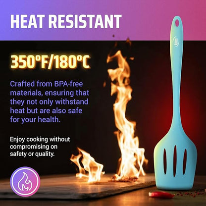 Kaluns 24 Pcs Silicone Cooking Utensils Set - Can Opener, Masher, Turner, Spatula, 446F Heat Resistant, Non-Stick, Premium Silicone & Stainless Steel