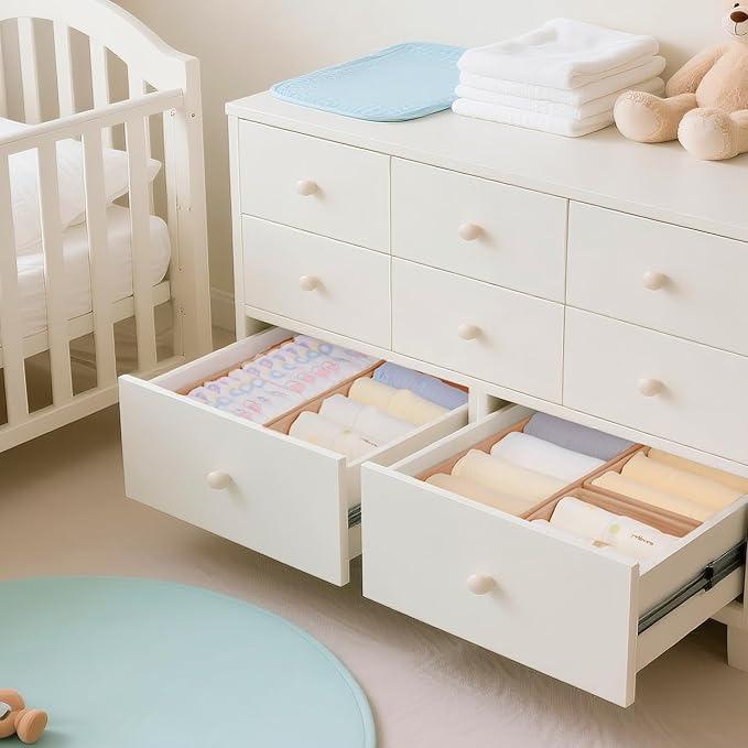 Criusia Drawer Organizer Clothes, 10 Pack Dresser Organizer for Baby Clothes, Underwear, Sock- Foldable Closet Organization and Storage Dividers Bins for Nursery, Bedroom (Brown) - Image 4