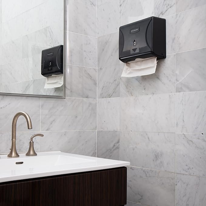 Mind Reader Paper Towel Dispenser, Tri-Fold Towel Holder, Restroom, Wall Mount, Bathroom, Black - Image 6