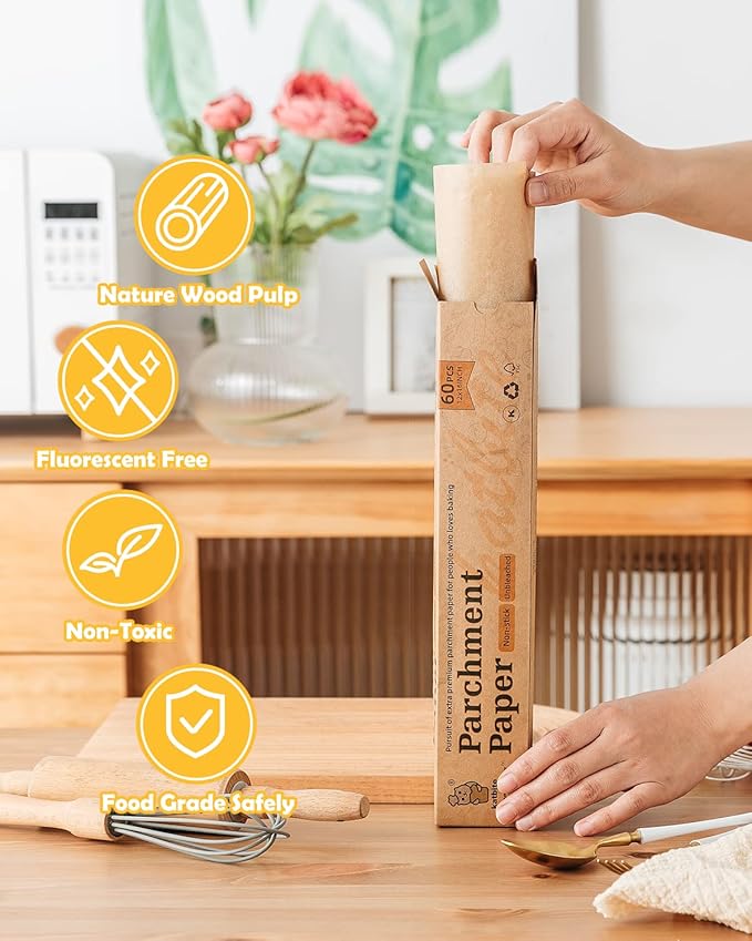 Katbite 12x16 Inch Parchment Paper Sheets, Pre cut Unbleached Baking Paper, Heavy Duty & Non-stick for Half Sheet Baking, Cooking, Grilling Wrapping Foods - Image 4