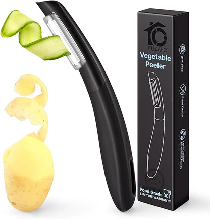 Professional Vegetable Peeler – Ultra Sharp Stainless Steel Blade Kitchen Potatoes Peeler, Ergonomic Non-Slip Handle Effortless & Safe Peeling – Ideal for Apple, Cucumbers, Carrots, Black