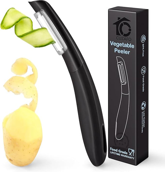 Professional Vegetable Peeler – Ultra Sharp Stainless Steel Blade Kitchen Potatoes Peeler, Ergonomic Non-Slip Handle Effortless & Safe Peeling – Ideal for Apple, Cucumbers, Carrots, Black