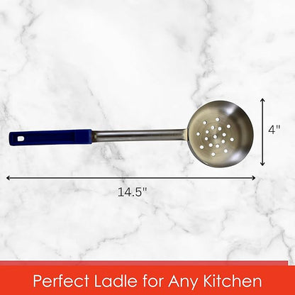 8 Ounce Slotted Stainless Steel Portion Control Ladle Spoon for Measuring and Serving; Commercial Grade Serving Scoops [Pack of 12] - Image 4