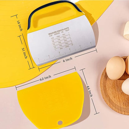 YGDZ Dough Scraper Chopper 2 Pcs, Stainless Steel Dough Cutter With Grip, Plastic Bench Scraper with Measuring Scale, Multipurpose Pizza Cutter, Pastry, Food Scraper for Baking, Dough, Bread, Cake - Image 2