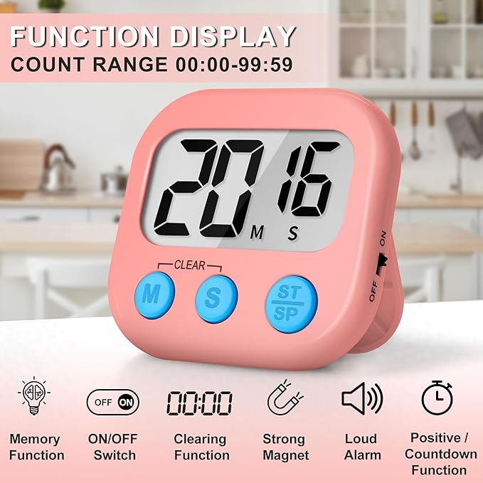ZILLEEN Classroom Timer for Kids Teachers 2 Pack Digital Timers, White & Pink - Image 4