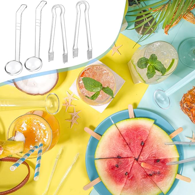 12 Pieces Plastic Serving Utensils Set Including 6 Pcs 1 oz Small Ladle and 6 Pcs Tong Acrylic Long Handle Ladle for Serving Sauce, Soup, Dressing, Punch Bowl, Gravy for Party Banquet Catering(Clear) - Image 7