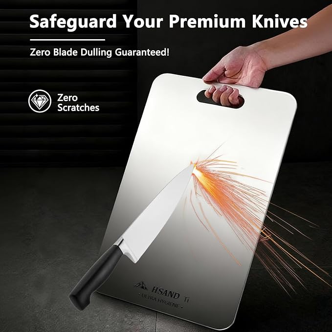 3-Pack Titanium Cutting Board Set, Non-Slip & Double-Sided Design, 100% Pure Titanium Food-Grade Non Toxic Cutting Board, Knife-Friendly, Dishwasher Safe