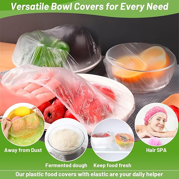 70 Pcs Bowl Covers, 5 Size Plastic Food Covers with Elastic, Colors Bowl Reusable, Alternative to Foil, Fresh Keeping, Disposable Dish wraps for Food Storage, Bread Proofing and Bugs Prevention - Image 6
