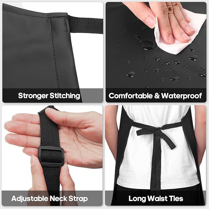 Gotega 4 Pack Waterproof Rubber PVC Apron Adjustable Dishwasher Apron-Women Men Heavy Duty Work Apron for Dishwashing Chemical Lab Butcher Grooming Black - Image 7
