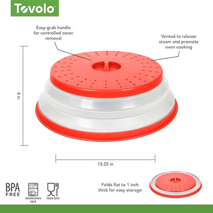 Tovolo Microwave Splatter Cover for Food, Large (Candy Red Apple) - Collapsible & Vented Silicone Splatter Guard Lid - Microwave Plate & Dish Cover with Handle - BPA-Free Kitchen Gadget for Meal Prep - Image 6